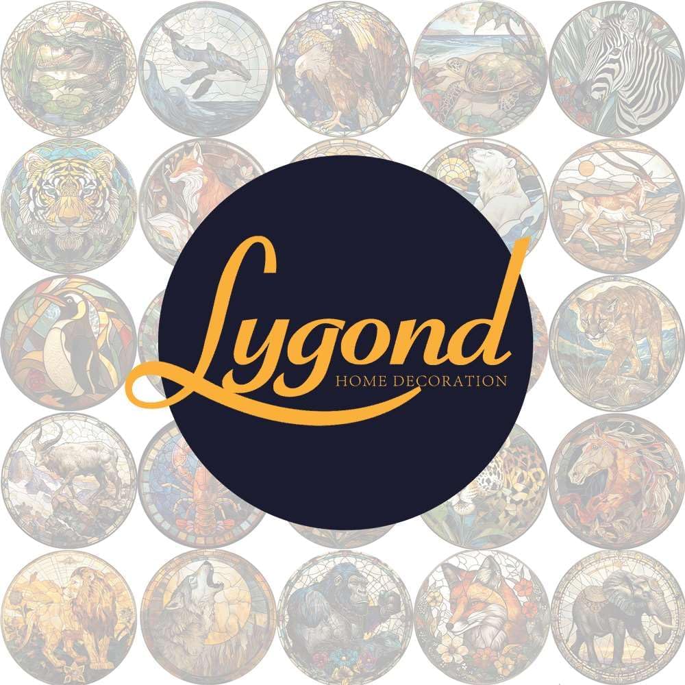 Lygond Metal Cat Toilet Decor - Circular Stained Glass Tin Sign for Club 88 Inches