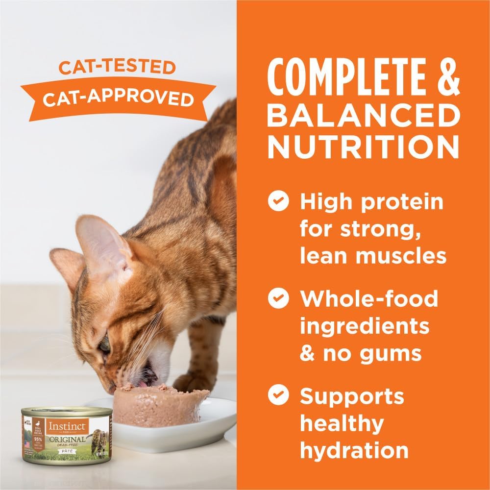 Instinct Original Pate Wet Cat Food, Grain Free Recipe - Real Duck, 3 oz. Cans (Pack of 24)