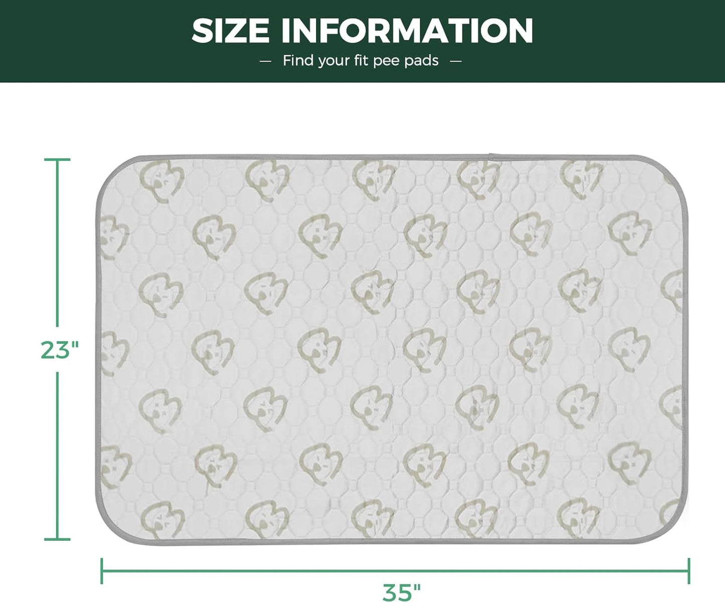 FXW Washable Pee Pads for Dogs, Puppy Pads with Super Absorbent, Specifically Designed for 36inch Cages, 35" × 23" Rectangle, Khaki, 2 Packs