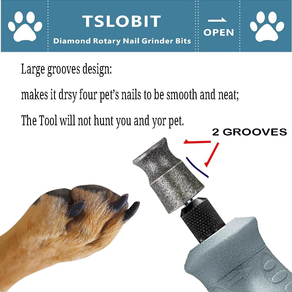 Diamond Dog Nail Grinder Bits for Rotary Tool,1/8" Nail Grinder Attachment for Dremel Grinder Replacement Heads Pets Nail Care Clippers for Medium Large Dogs,2-Pack（Large A&B）