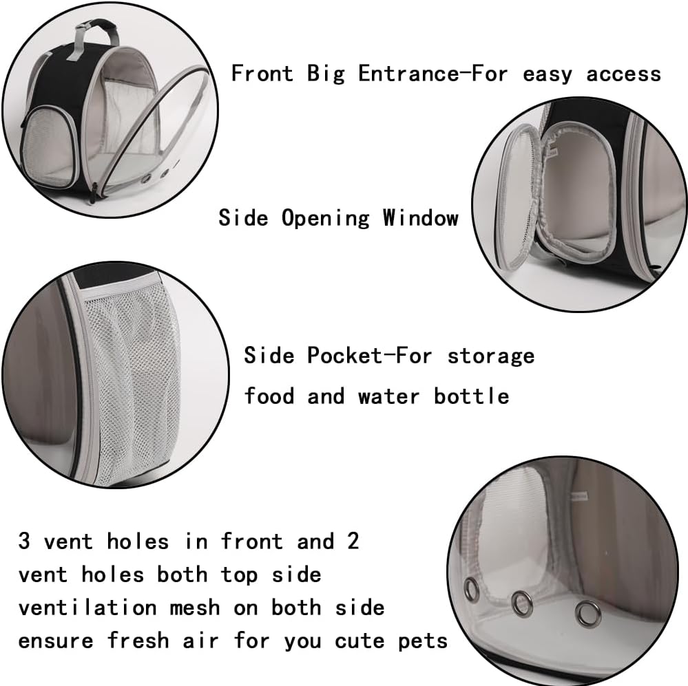Bearded Dragon Travel Backpack with Harness and Leash Set,Lizard Backpack Travel Carrier,Space Capsule Clear Bubble Window Astronaut Reptile Carrier Backpack, Airline Approved