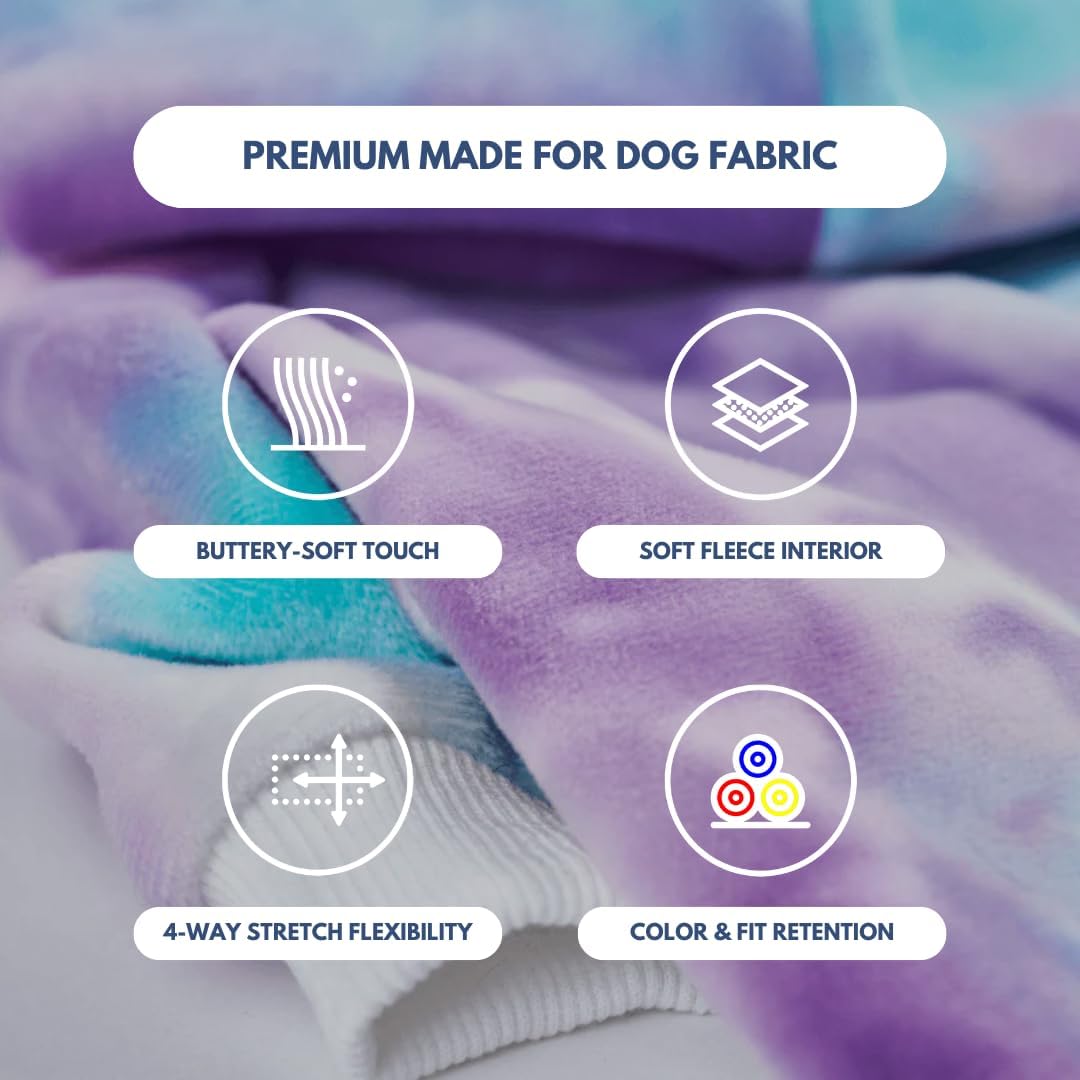 Spark Paws Dog Hoodie – Premium Dog Sweater for Small, Medium, and Large Dogs | Warm Outfits for French Bulldogs, Pitbull, Puppy, Winter Jacket Alternative - 90s Retro Sky Dye - L