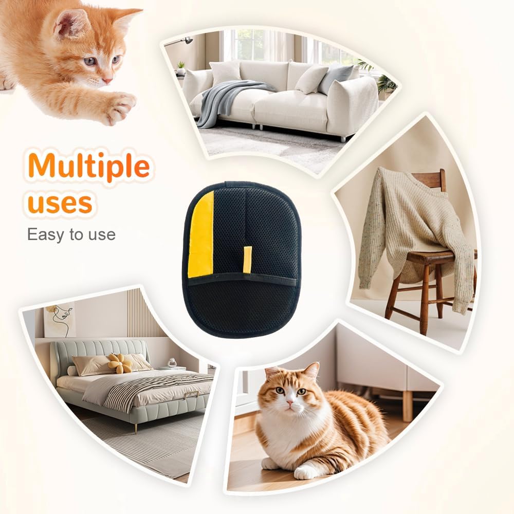 2025 Upgrade Pet Hair Remover Gloves, Reusable Cat Dog Grooming Gloves Pet Hair Remover Electrostatic Gloves, Premium Efficient Pet Hands on for Dogs, Cats & Horses with Long and Short Hair Fur (1)