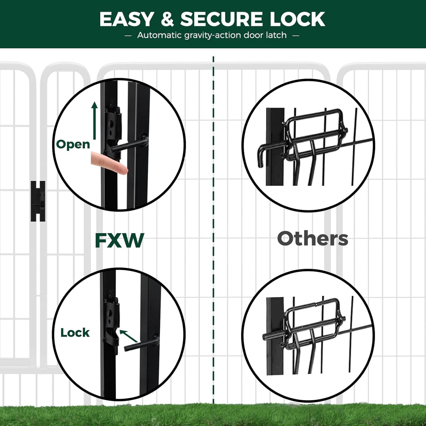 FXW Rollick Unleashed Dog Playpen for Indoor, Yard, RV Camping, 32 inch 16 Panels for Small and Medium Dogs, Black│Patented