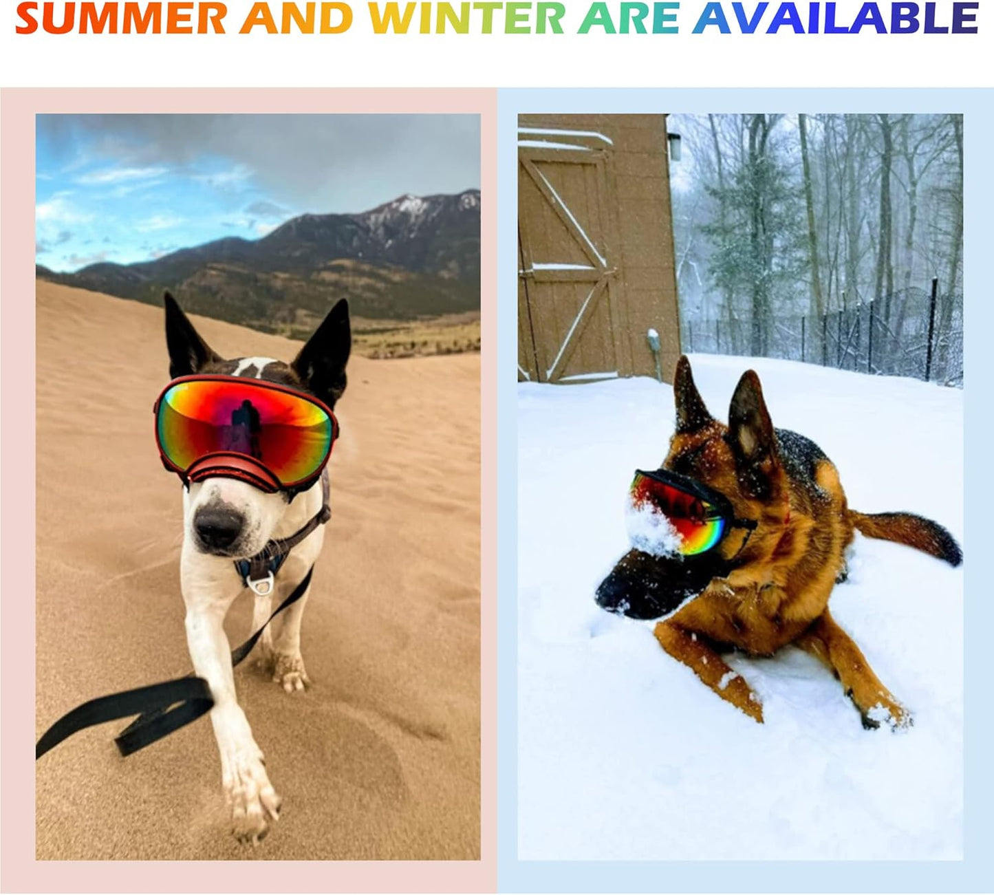 Large Dog Sunglasses, Dog Goggles with Adjustable Strap UV Protection Winproof Dog Puppy Sunglasses, Suitable for Medium-Large Dog Pet Glasses, Dogs Eyes Protection
