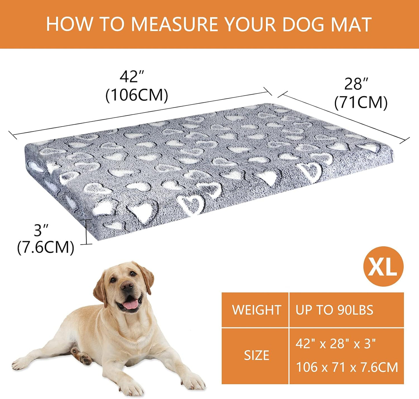 VANKEAN Stylish Dog Bed for Crate - Reversible Cool & Warm, Waterproof Inner, Firm Support, Machine Washable, XXL to Small, Grey