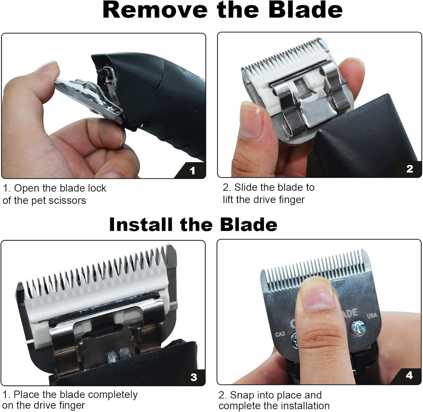 #40 Blades Dog Grooming Clipper Replacement Blades Compatible with Andis/Wahl/Oster Dog Clippers,Detachable Ceramic Blade & Stainless Steel Blade,Size #40 Cut Length 1/100"(0.25mm)