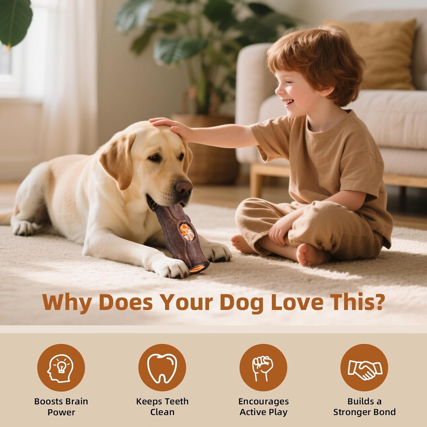 Dog Toys for Aggressive Chewers, Interactive Indestructible Dog Toys to Keep Them Busy, Durable Dog Frozen Treat Toy for Large & Medium Dogs, Reduces Anxiety & Extends Playtime, Brown