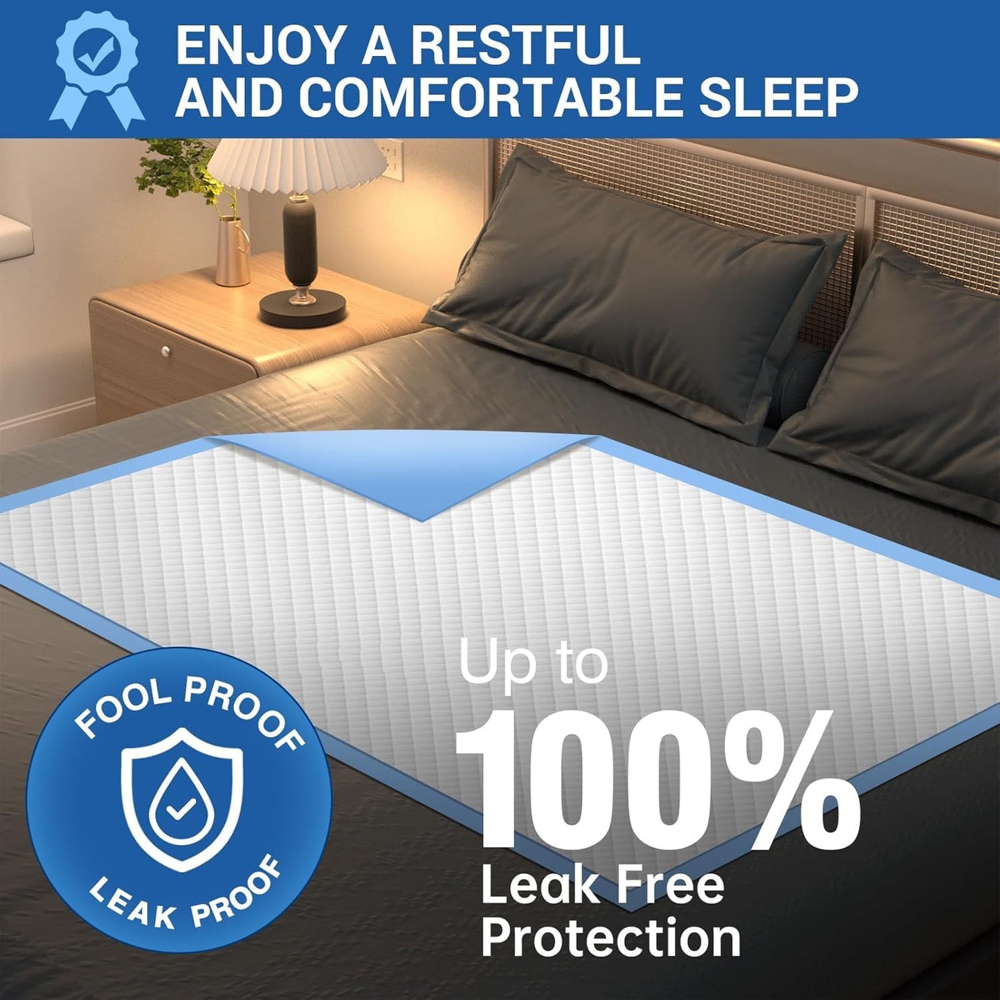 Bed Pads Disposable 40"X60" Chucks Pads Oversized Underpads with 200 Gram, Super Absorbent Pee Pads Disposable Mattress Pads Incontinence Pads for Adults, Elderly, Pets [100x150CM, 30pcs]