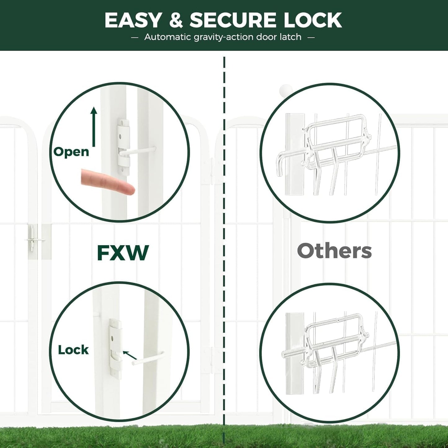 FXW Rollick Unleashed Dog Playpen for Indoor, Yard, RV Camping, 45 inch 16 Panels for Large Dogs, White│Patented