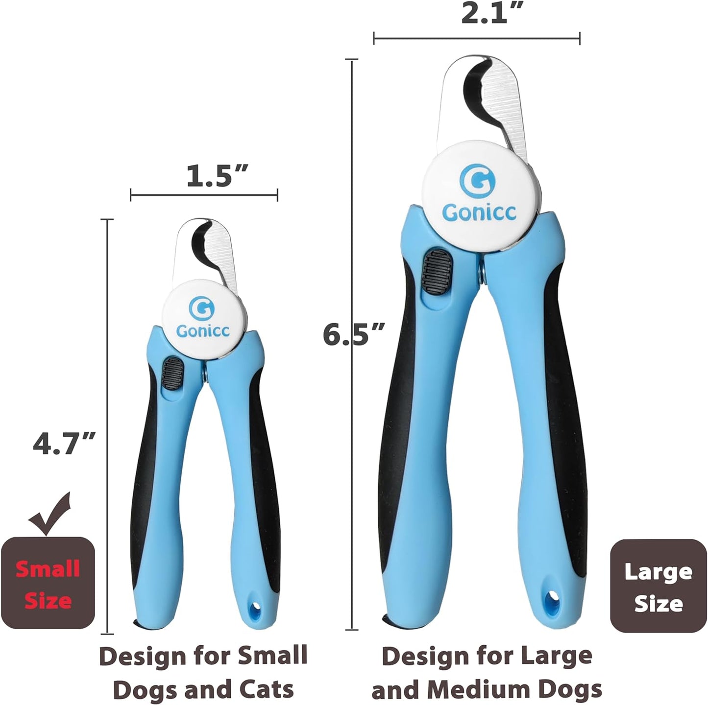 gonicc Professional Small Dog and Cat Nail Clippers Sharp Stainless Steel Pet Nail Trimmers(with Free Nail File in Handle), with Safety Guard to Avoid Overcutting