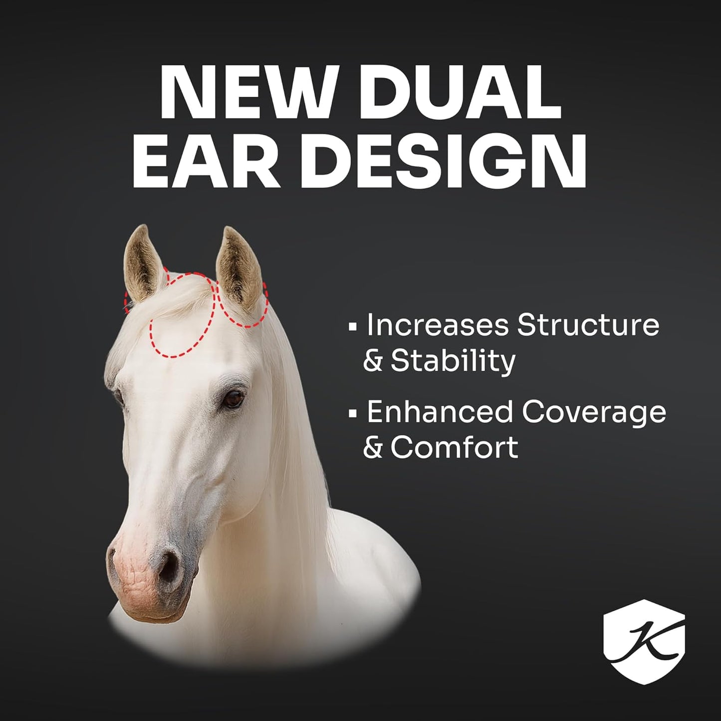 Kensington UV Horse Fly Mask with Web Trim - Protective Mask with Dual Ear Opening & Forelock Freedom - Small, Atlantis