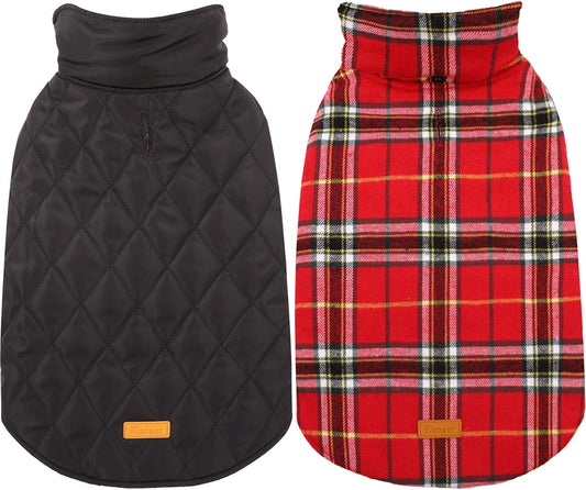 Kuoser Warm Dog Coat, Waterproof Dog Jacket for Extra Large Dogs, Adjustable Durable XXXL Doggie Winter Coat Reversible Puppy Cold Weather Apparel for Large Breed, Bright Red 3XL