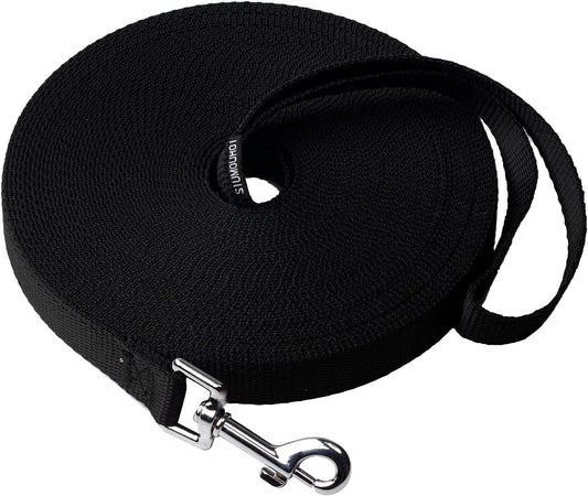 Dog/Puppy Obedience Recall Training Agility Lead - 15ft 20ft 30ft 40ft 50ft Training Leash - Great for Play, Camping, or Backyard - Black 40ft (40Feet, Black)