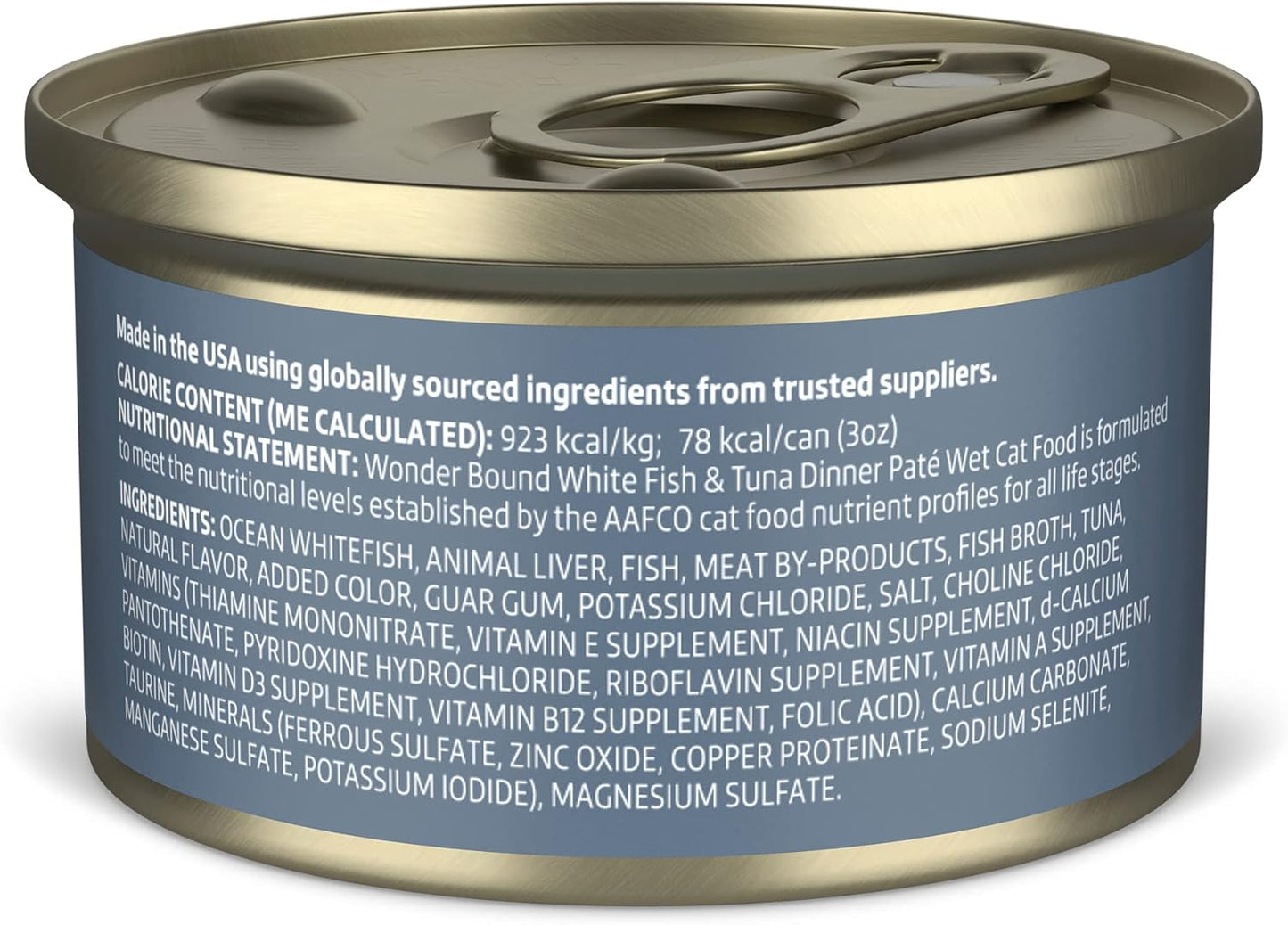 Amazon Brand - Wonder Bound Wet Cat Food, Pate, No Added Grain, (Whitefish & Tuna), 3 ounce (Pack of 24)