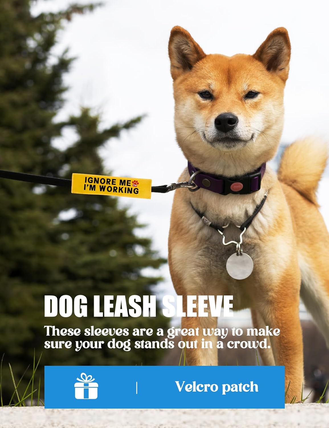 Ignore Me I'm Working Dog Leash Sleeve, Funny Yellow Dog Alert Hanging ID Patch Tag, Do No Pet Leash Wrap Pet Birthday Gifts