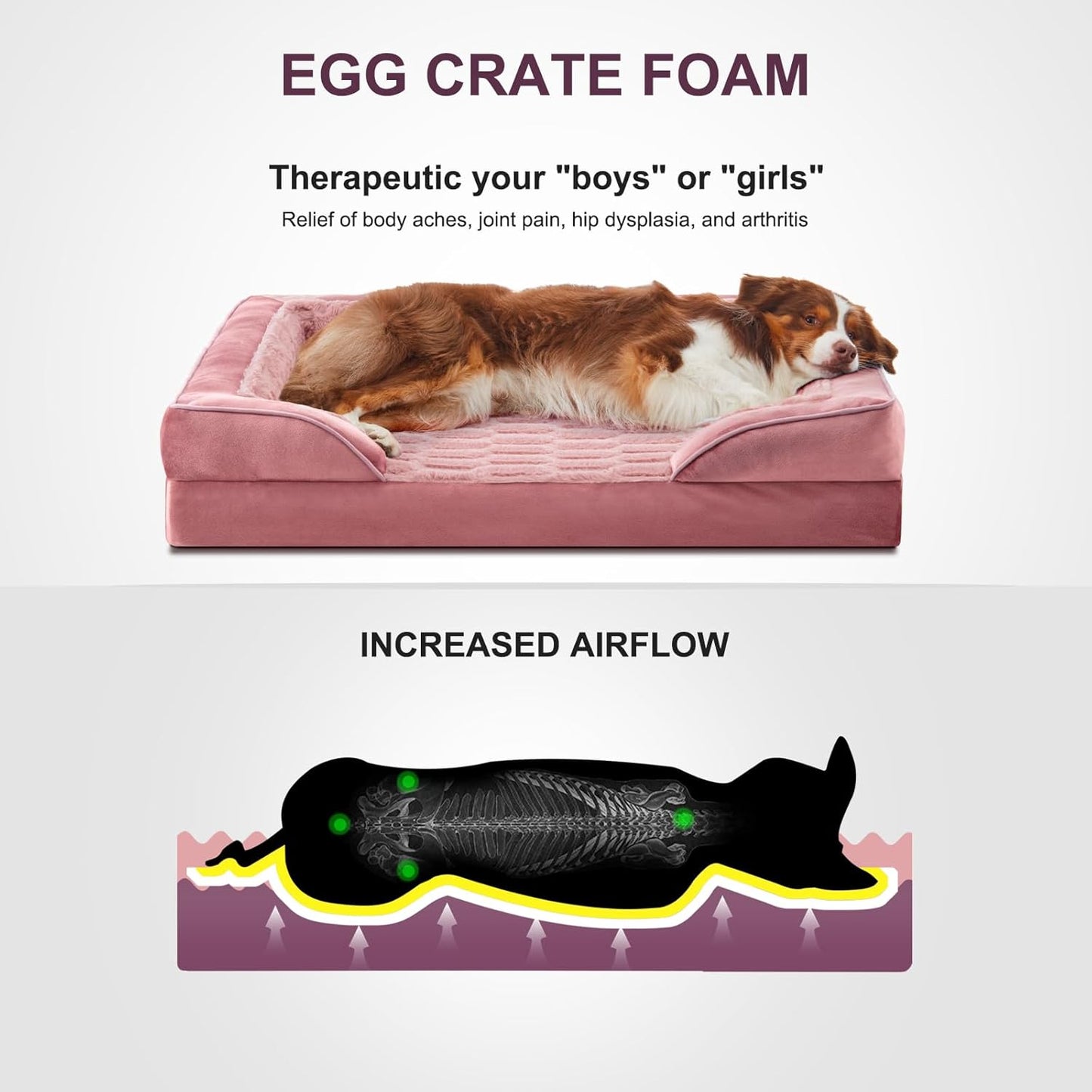 FURTIME Orthopedic Dog Bed for Extra Large Dogs - XL Waterproof Dog Sofa Bed, Ultra Comfy Supportive Foam Pet Bed with Removable Washable Cover, Jumbo Dog Bed with Nonskid Bottom