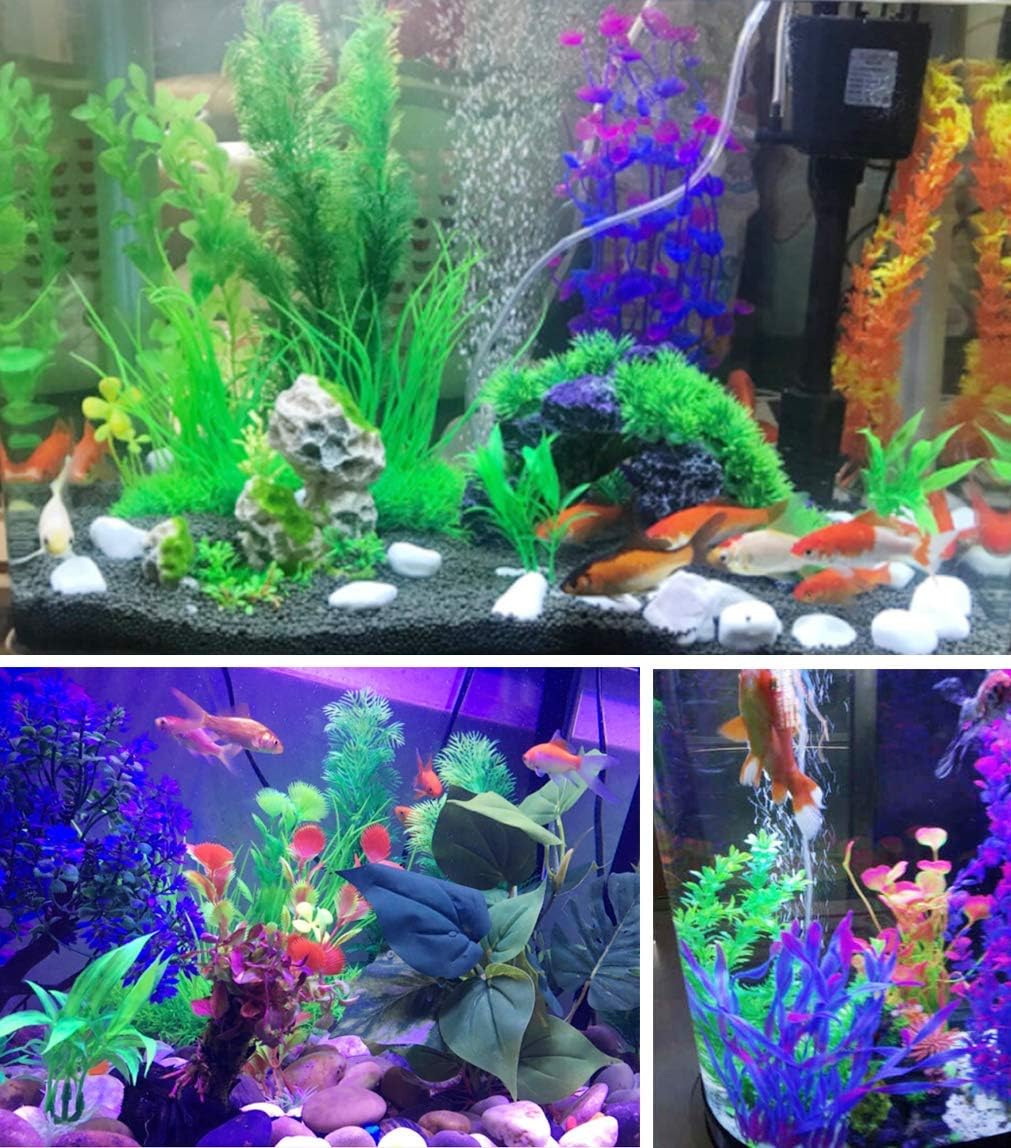 CousDUoBe 12 Pack Artificial Aquarium Plants, Fish Tank Decorations Home Décor（4.5 to 5 inches Tall）