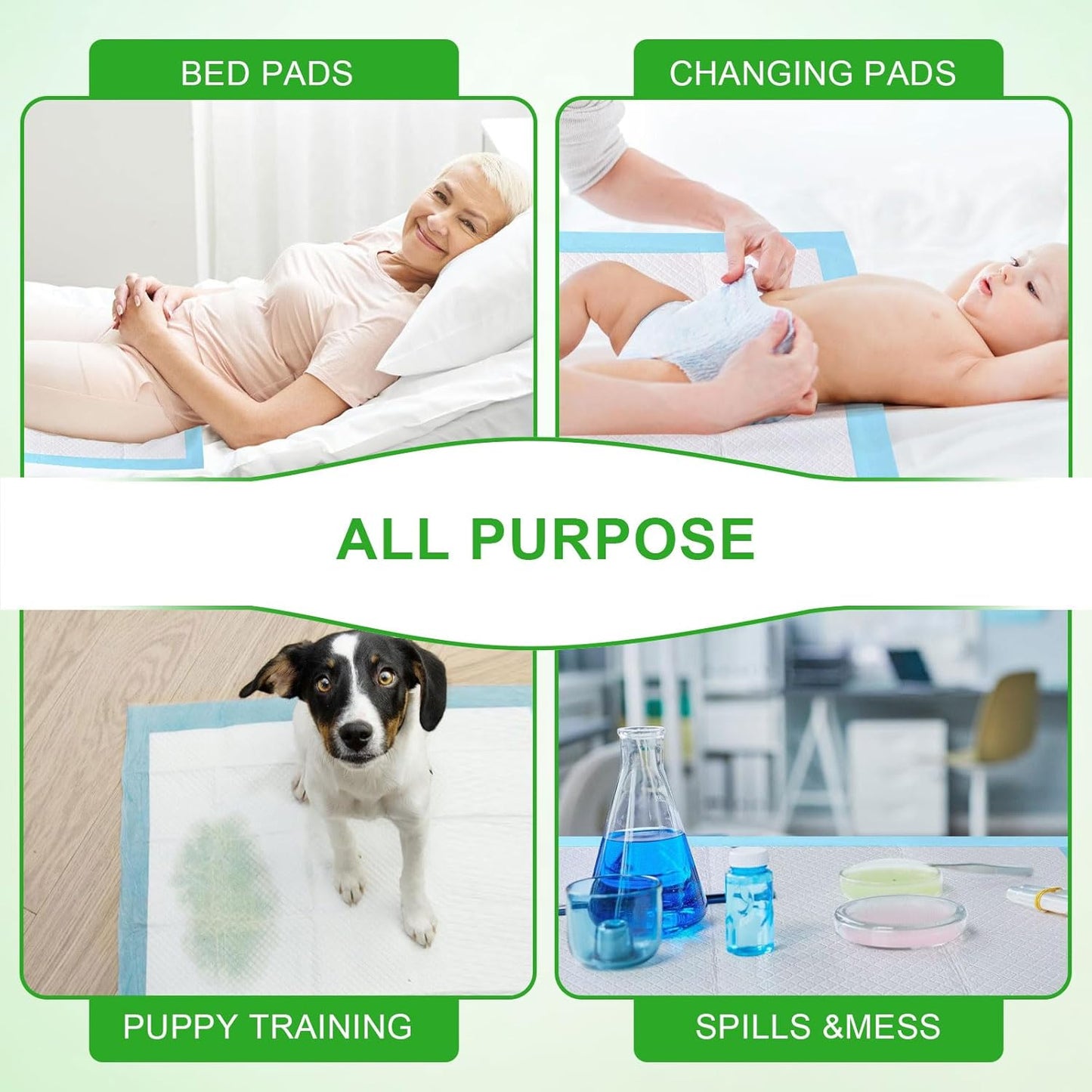 Pee Pads for Dogs & Cats, Extra Large 36"X51", 100 Count, Blue, Polymer & Polyethylene (PE), 6 Layers, Disposable Pet Training Pads