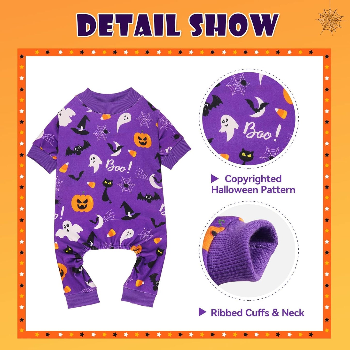Dog Halloween Pajamas Dog Costumes Pjs Stretchy Funny Pet Costumes Clothes Outfit Pajamas for Large Dogs(XL)
