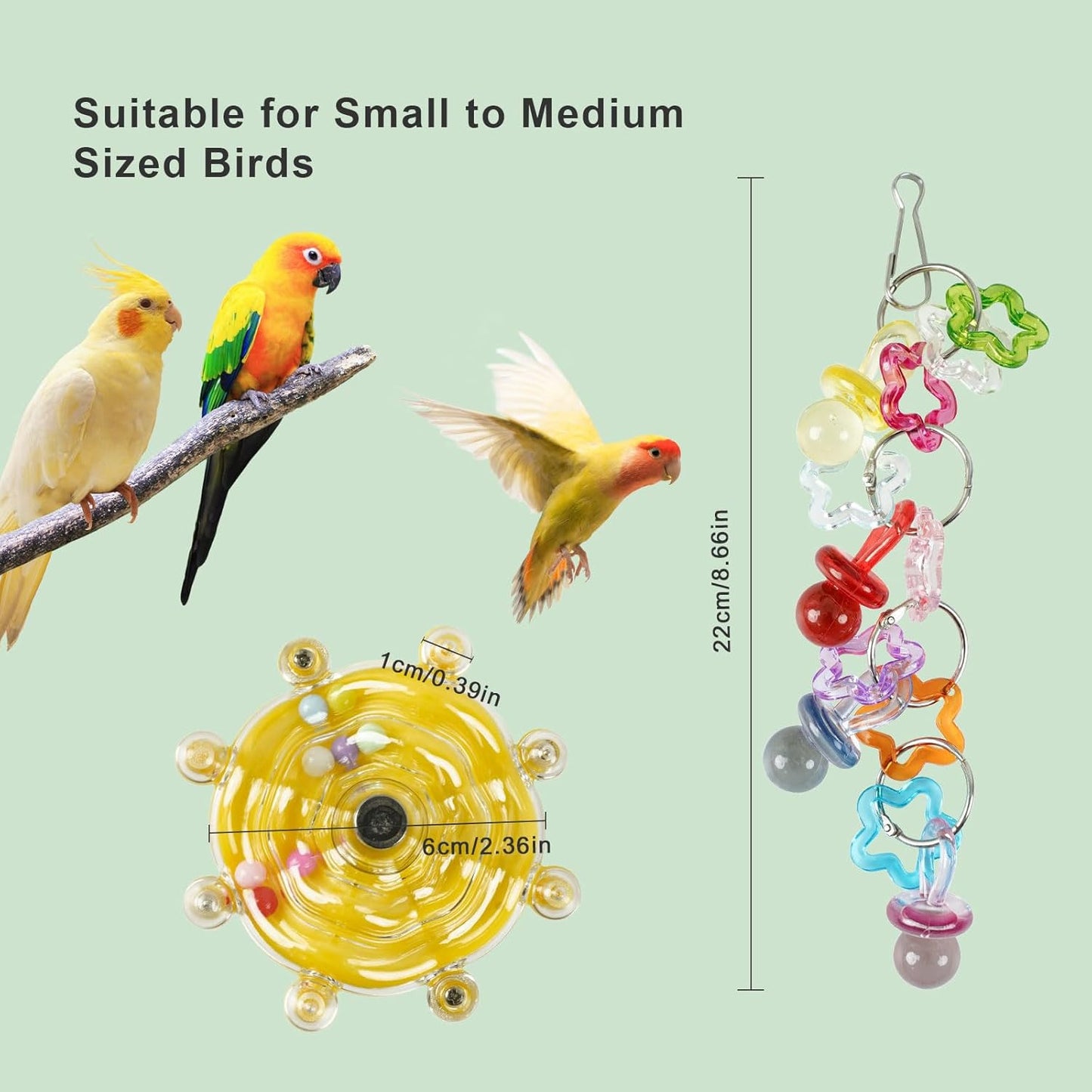 3Pcs Cockatiel Toys, Bird Toys for Parrots, Parakeet Toys, Parrot Toys, Budgie Toys, Macaw Toys, Bird Toy for Conures, Conure Toys for Chewing Exercise, Parakeet Cage Accessories,Bird Cage Accessories