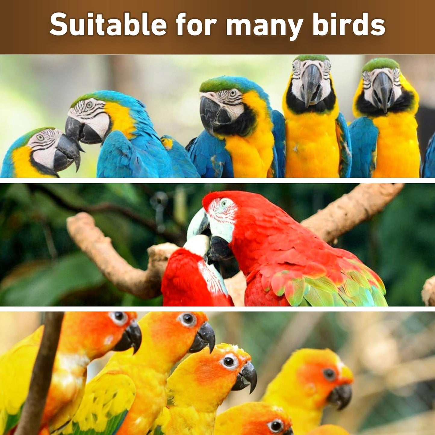 MYFAMIREA Parrot Chewing Toys Bird Toys Natural Wood Bird Toys Parakeet Cage Hammock Hanging Toy for Parrots, Cockatoos, African Grey, Cockatiels Small and Medium Birds