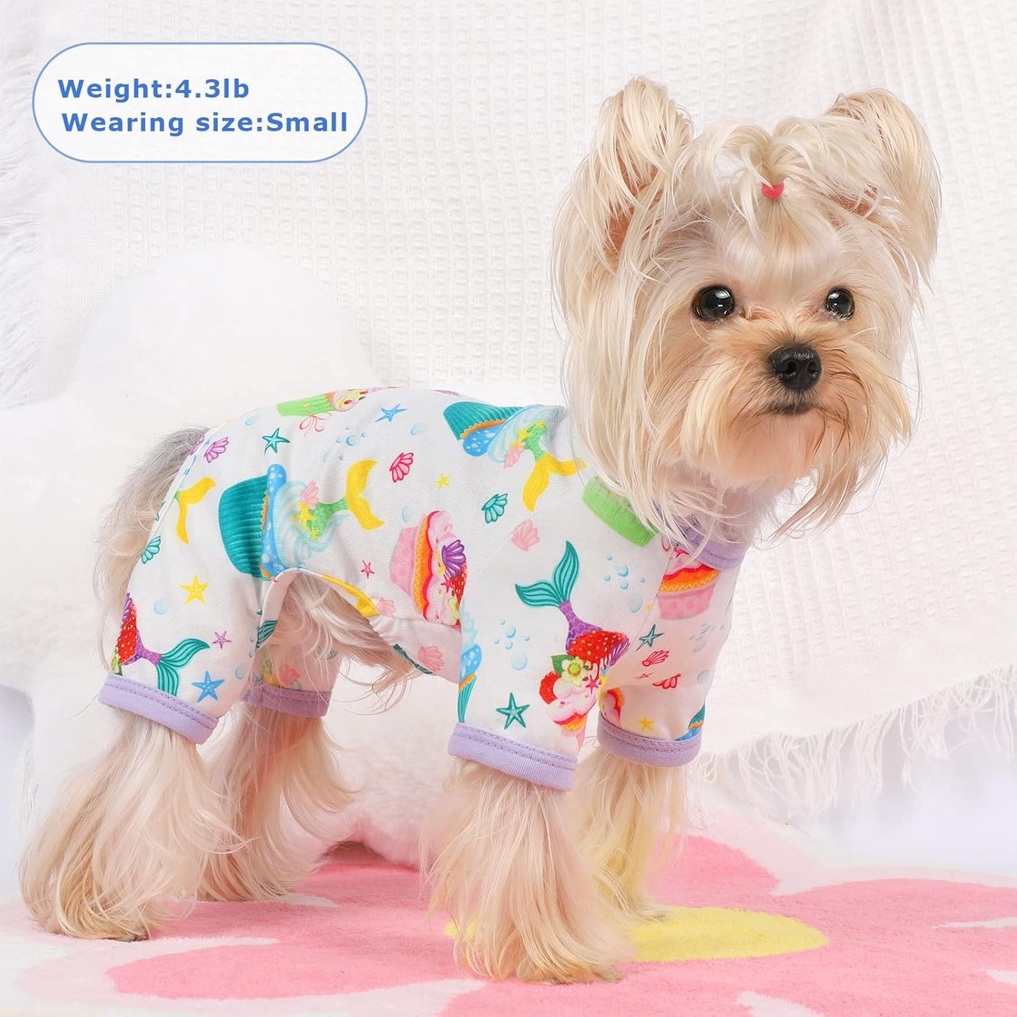Dog Pajamas Pjs Summer Dog Clothes for Small Dogs Girl - Boy - Medium Size Dogs, Soft Stretchy Puppy Clothes Doggie Onesies Fall Cat Pet Jammies Outfit (Cake Purple, Medium)