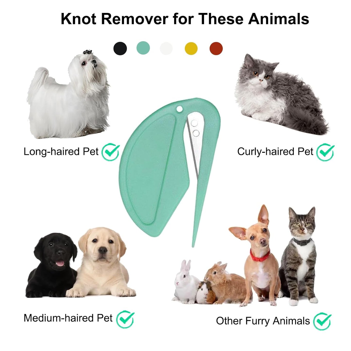 Pet Knotting Comb, Dematting Tool for Cats and Dogs, Pet Hair Removal Tool, Effectively Remove Knots and Tangles with Our Matt-Splitting Tool, Knot Opener for Cat Dog Grooming 5 Pcs