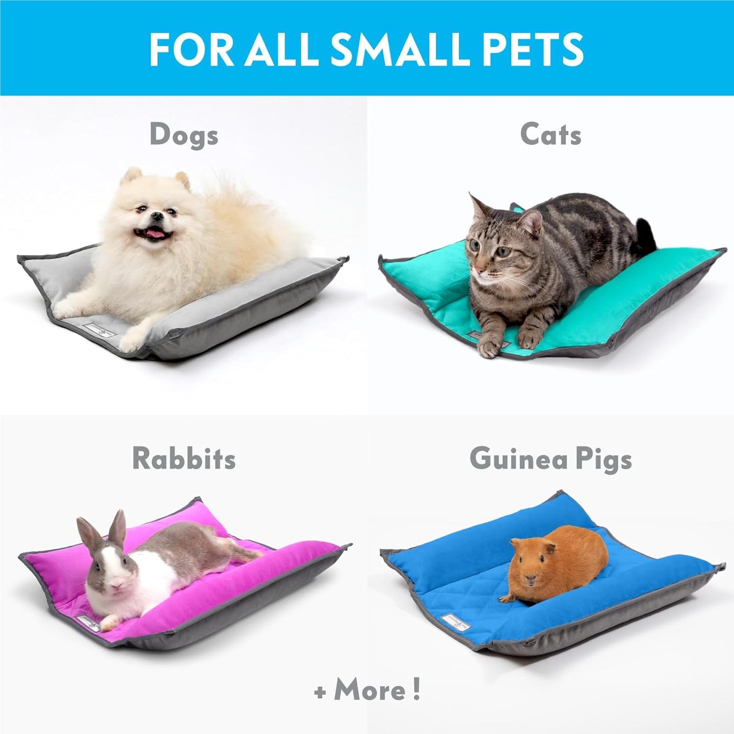 Paw Inspired Snuggle Bunny Bolster Bed for Rabbits, Cats, Dogs and Other Small Pets, Reversible Fleece Flop Bedding with Padded Sides (Gray/Light Gray)
