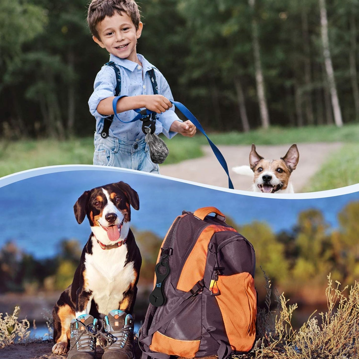 PuppyDoggy Dog Poop Bag Holder for Leash Waste Bag Carrier Dog Poop Bag Dispenser for Walking Running Bicycle Accessory 4 Pieces (Black + Pink)