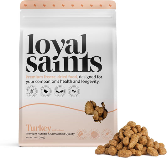Freeze Dried Raw Dog Food - Premium Turkey and Salmon Flavor with High Protein and Grain Free Dog Food for All Breeds and Picky Eaters - Versatile as Meal Topper, Snack, and Treats, 14 Oz