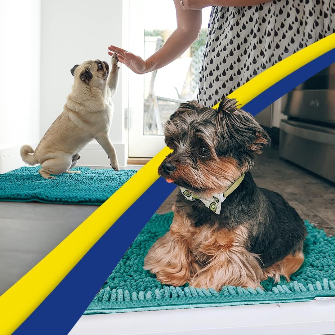 Muddy Mat® Shown on TV – Super Absorbent Door Mat Indoor, Microfiber Quick Dry Chenille Entryway Rug, Non-Slip Front Door Mat, Indoor Mats for Entryway, Machine Washable Pet Rug, Teal 36"x60"