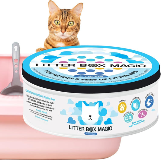 Cat Litter Deodorizer Jar (Fresh Scent, 16 Oz, Pack of 1) - Cat Litter Odor Absorber Gel In A Jar - Litter Box Pet Air Freshener - Litter Odor Eliminator to Freshen Air