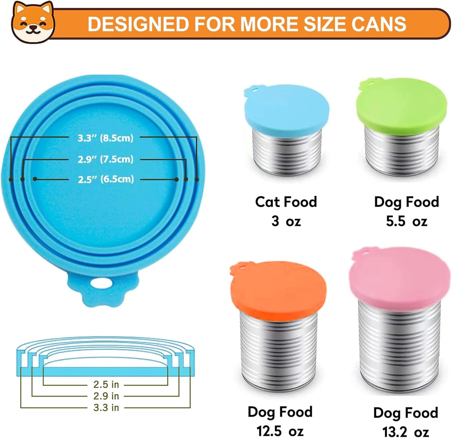 2 Pack Pet Food Cans Lids, Silicone Food Can Covers for Dog and Cat, BPA Free/Food Safe/Universal, One Fit Most Standard Size Food Can Top Pink/Blue