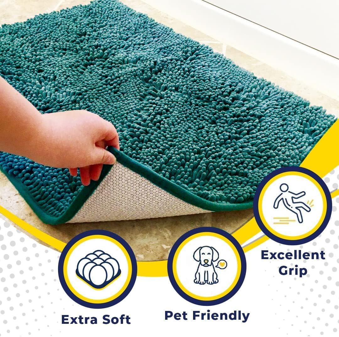 Muddy Mat® Original Dog Door Mat for Muddy Paws, Super Absorbent Microfiber, Non-Slip Washable Pet Rug, Quick Dry Chenille Entryway Carpet, Machine Washable Indoor Outdoor mat, Teal 19"x30"