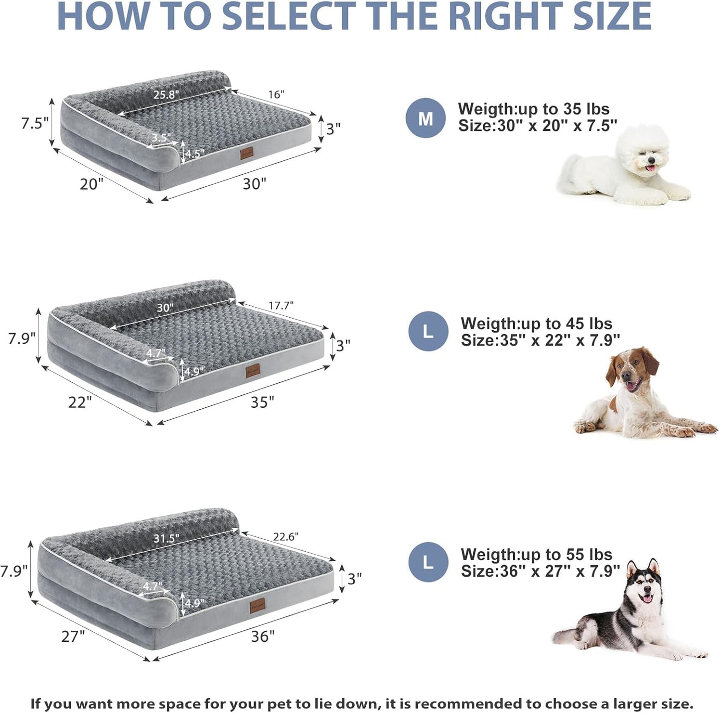 BFPETHOME Orthopedic Dog Beds for Large Dogs-Waterproof Sofa Pet Bed with Removable Washable Cover, Big Dog Bed with Waterproof Lining and Nonskid Bottom,Pet Bed for Large Dogs
