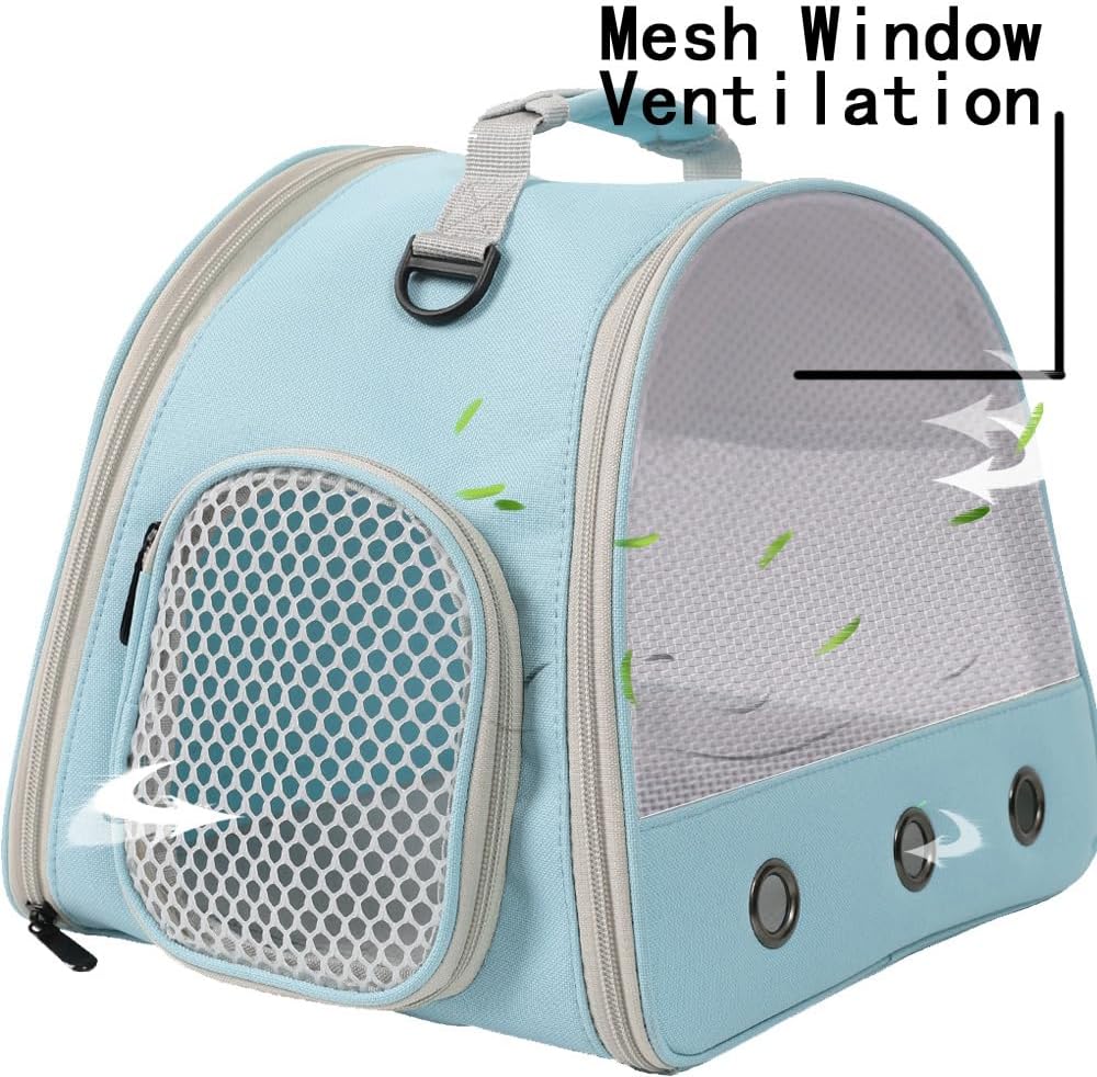 Ventilation Carrier for Bearded Dragons, Guinea Pigs, Reptiles & Small Pets - Airline Approved Mesh Carrier (Blue)