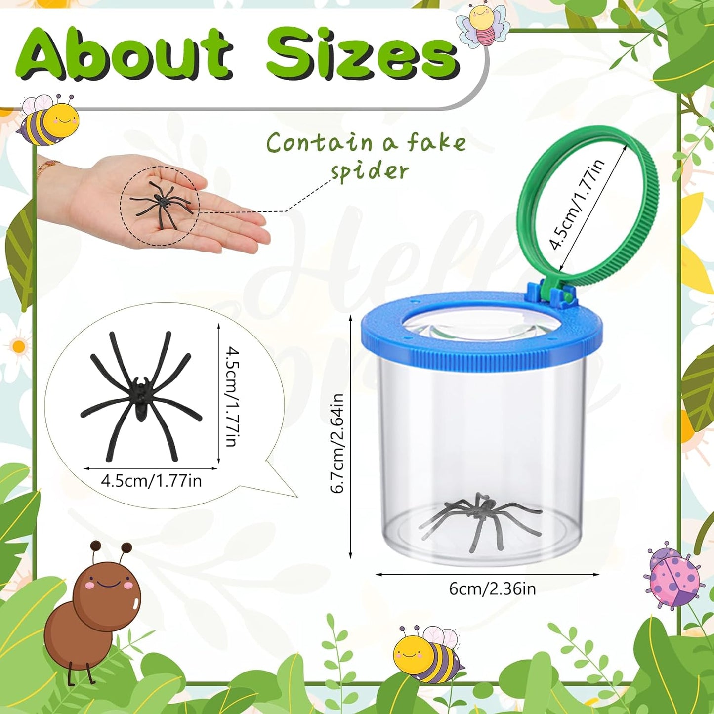Coopay 3 Pieces Magnifying Insect Box - Bug Viewer, Critter Insect Cage, Container, Bug Catcher Cage, Jar Collecting Kit for Children, Kids Science Nature Exploration Tools