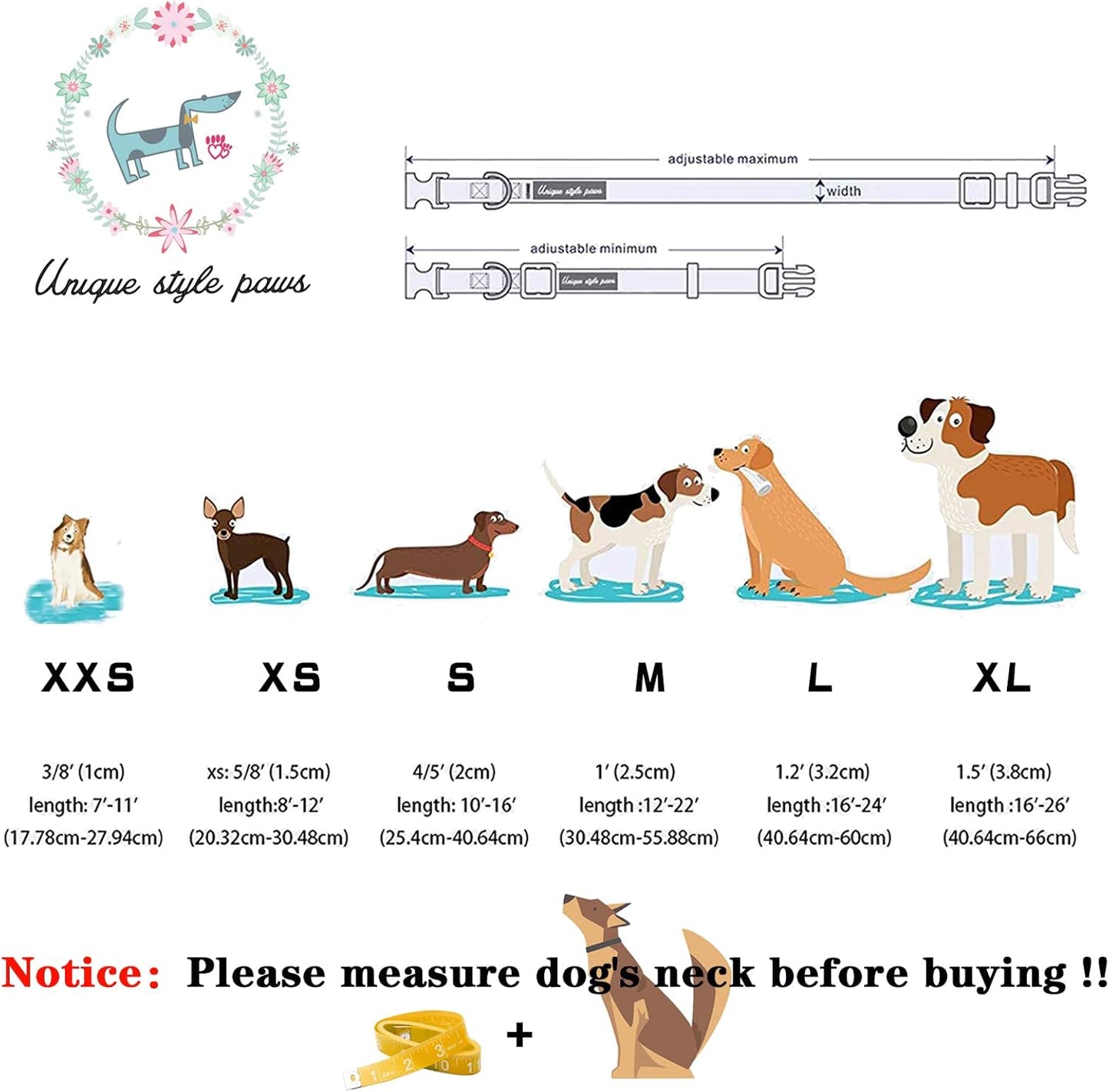 Unique style paws Bowtie Dog Collar Cotton Plaid Collar Adjustable Puppy Collar for Small Medium Large Dogs-M