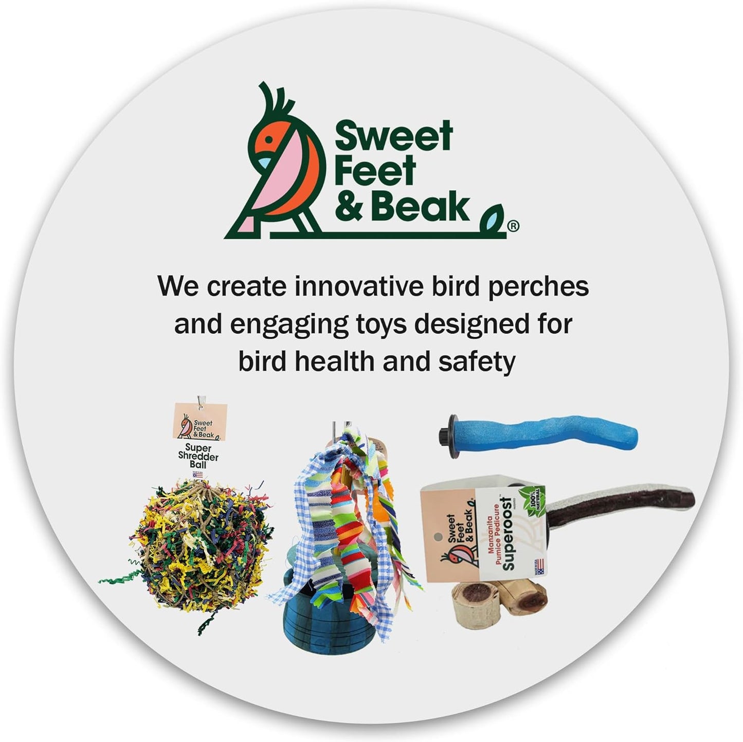 Superoost Manzanita Pumice Pedicure Perch- Easy to Install Bird Cage Accessories for Healthy Feet, Nails and Beak - Natural Bird Perches Imitates Birds' Life in The Wild - M 10"
