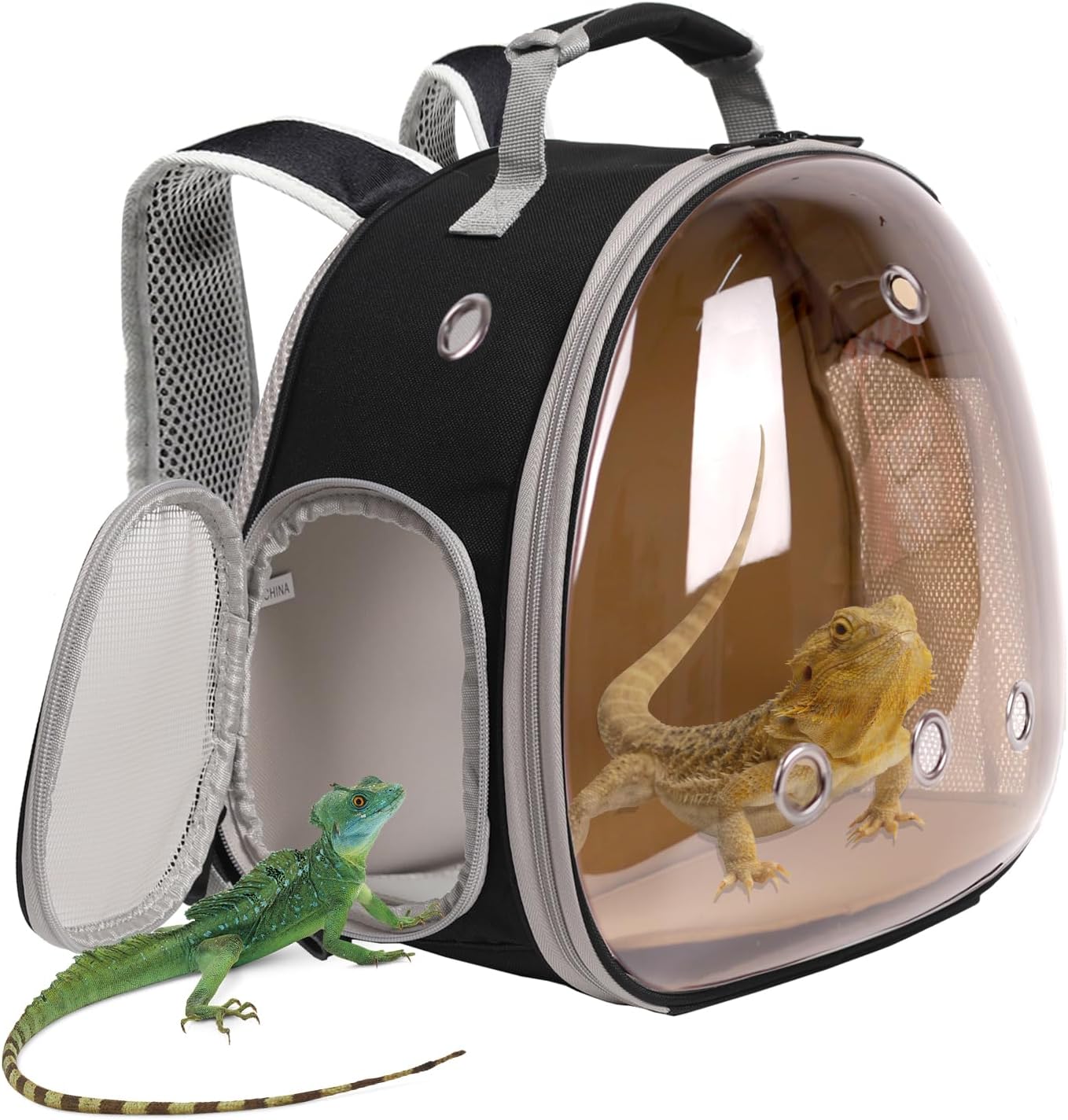 Guinea Pig Carrier, Guinea Pig Backpack with Clear Bubble Window (Black-Polarize, Backpack)