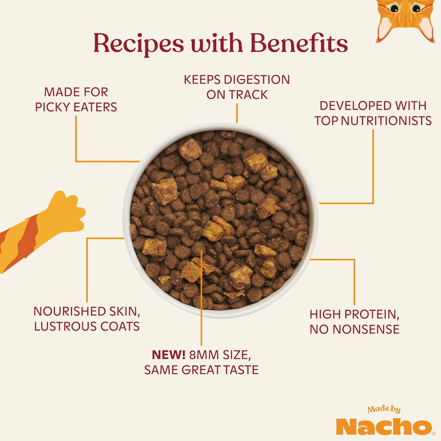 Made by Nacho Dry Cat Kibble 4lb Bag, High Protein Premium Cat Food with Freeze Dried Pieces, Cage-Free Chicken & Duck, Limited Ingredients, Single Bag