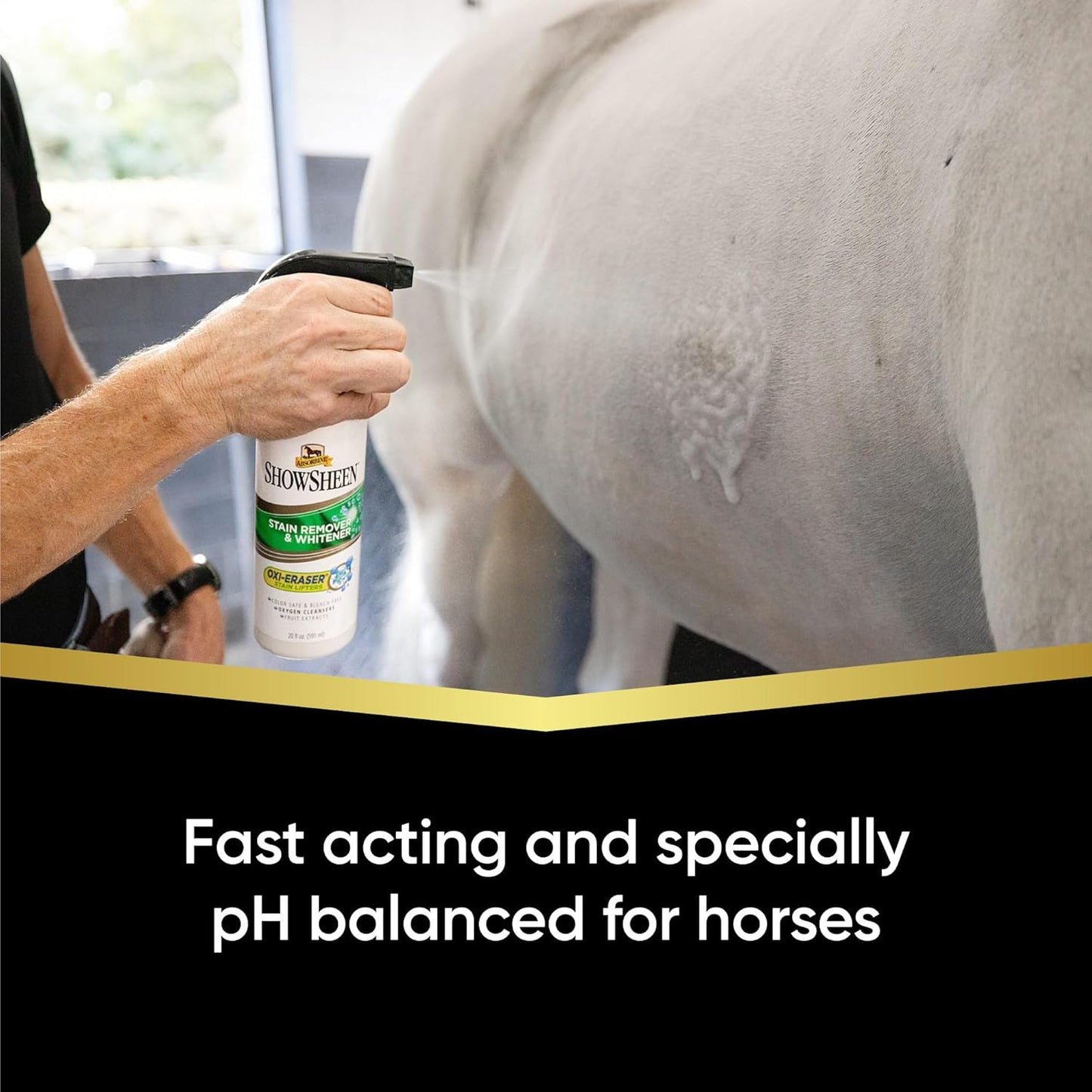 Absorbine ShowSheen Stain Remover & Horse Whitener, Oxi-Eraser Stain Lifters, 20oz