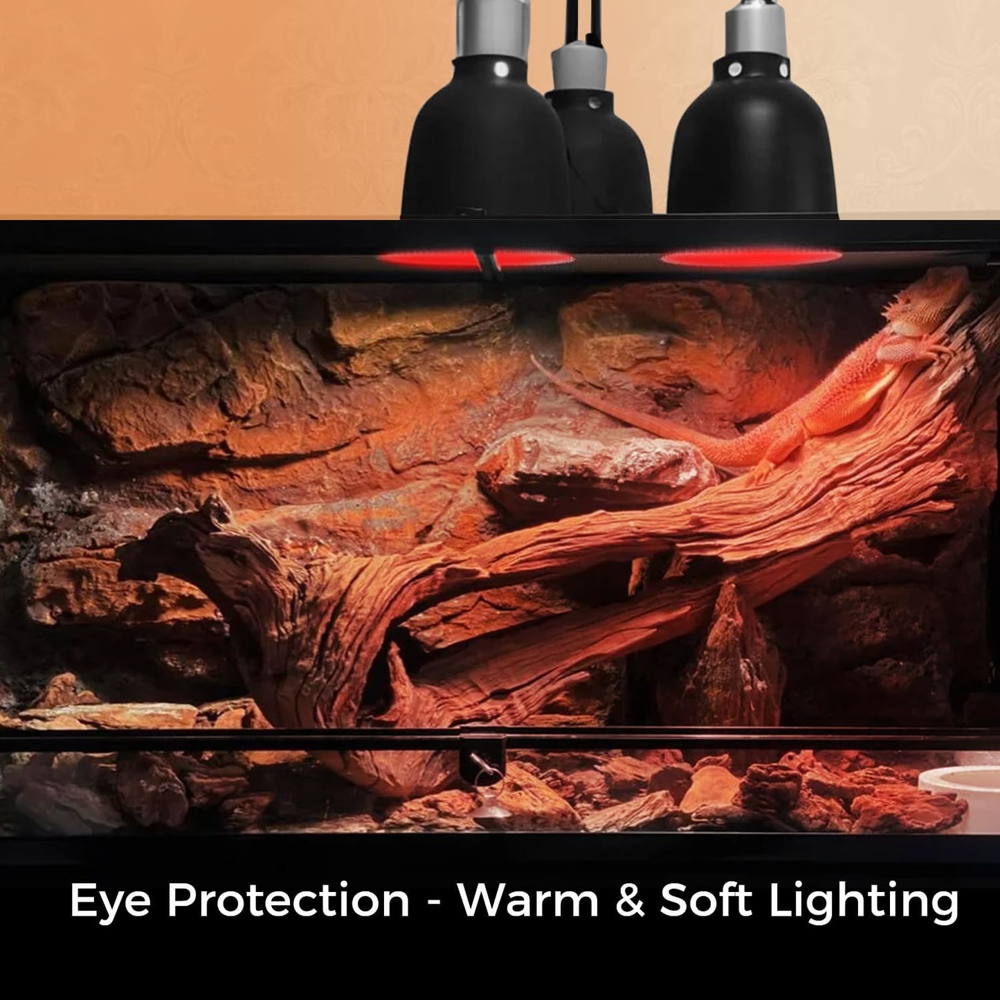 Reptile Heat Lamp Bulb 100W, 2-in-1 Day & Night Combo, Infrared Heat Lamp & UVA Sunlight Heating Lamp for Reptile Terrariums