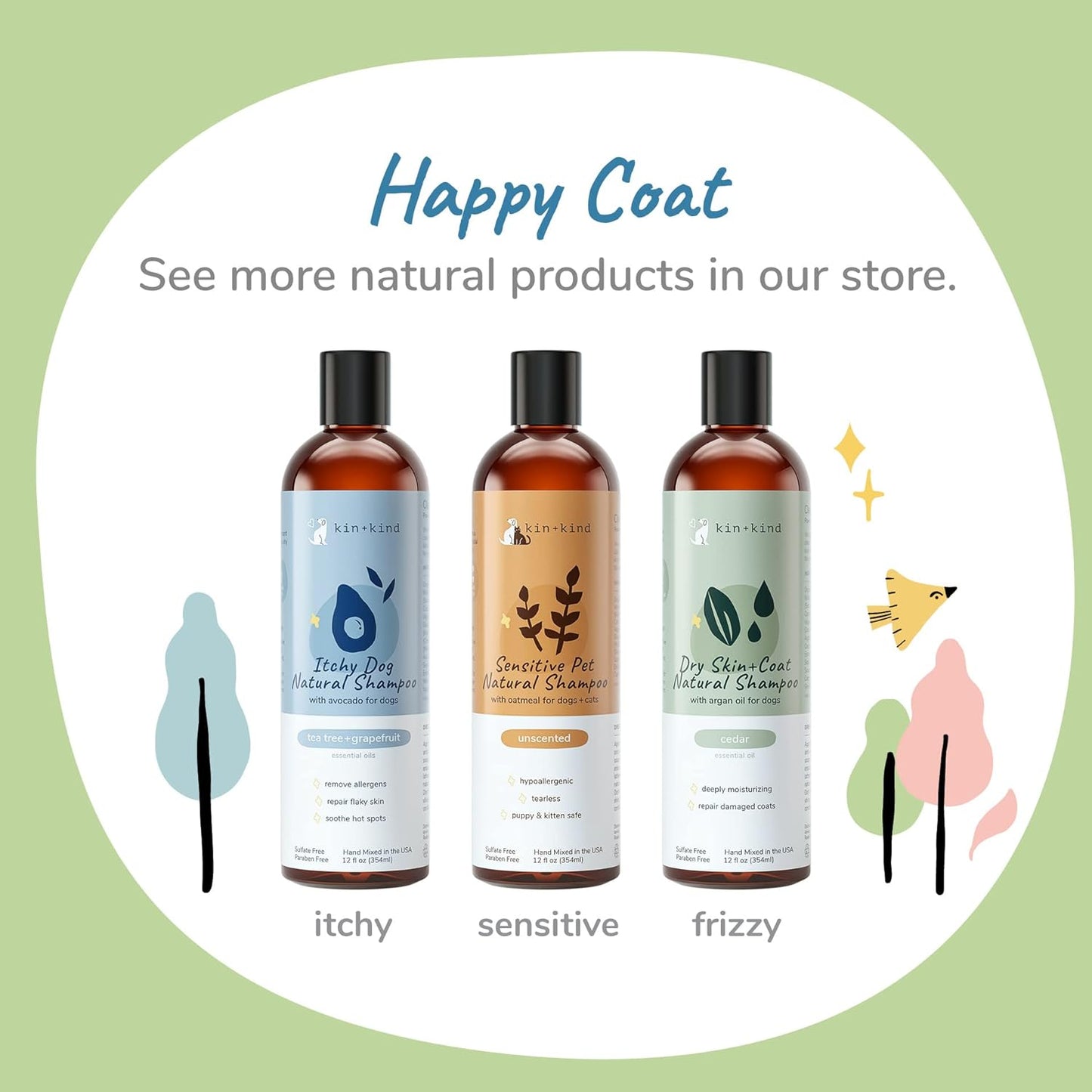 kin+kind Cat & Dog Conditioner with Shea Butter, Aloe & Betaine – All-Natural Pet Supplies to Moisturize, Soften & Restore Coat, Shed Control & Coat Defense for Dogs and Cats, Made in USA - 12 fl oz