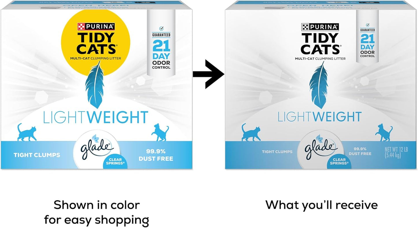 Purina Tidy Cats Lightweight with Glade Clear Springs Multi-Cat, Clumping, Low Dust, Scented Cat Litter - 12 lb. Box