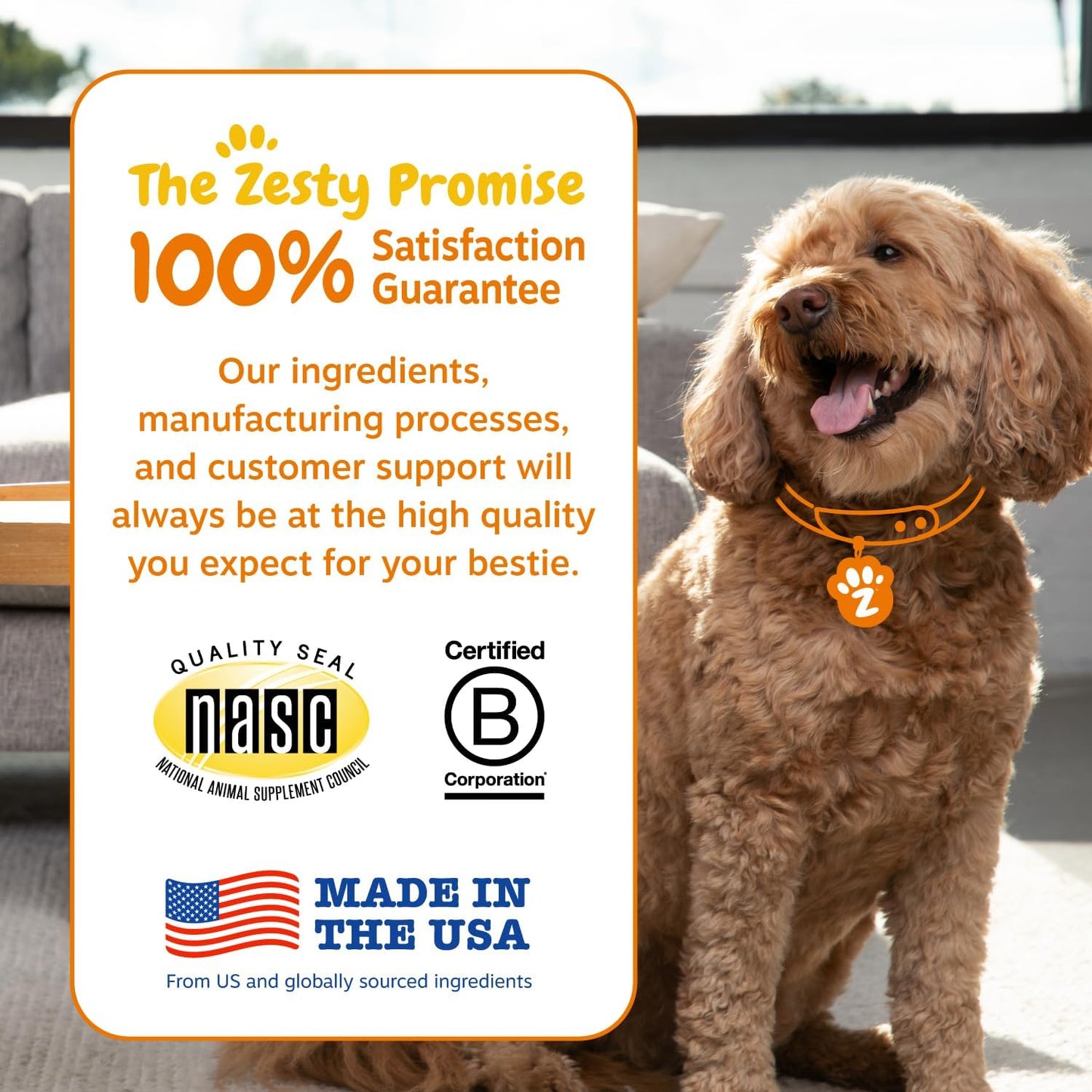 Zesty Paws Vet Strength Probiotics for Dogs, Digestive Health & Gut Flora Support, Dog Supplements, 90 Count