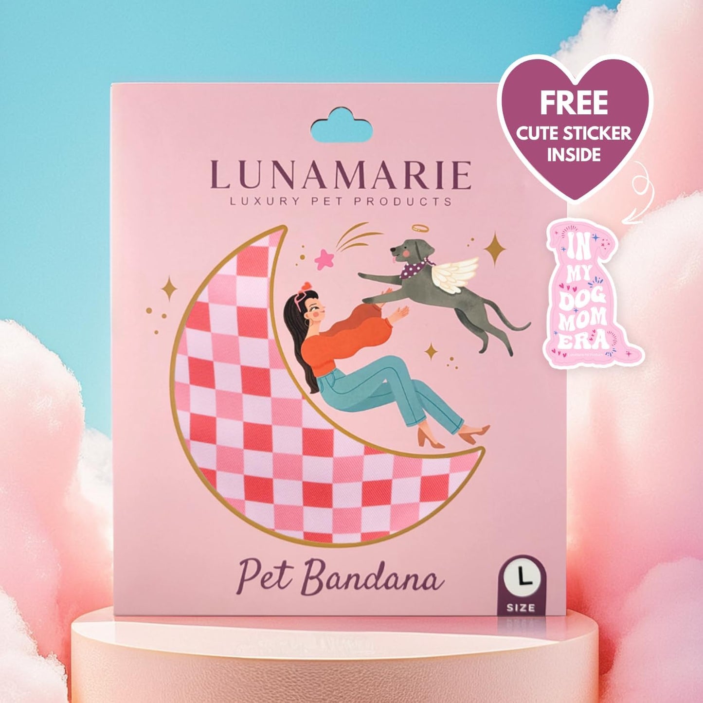 LunaMarie - Luxury Pet Birthday Bandanas -Premium & Silky Poly Fabric | 100% Handmade | Custom Shape Dual Layered (Rebel, Large)