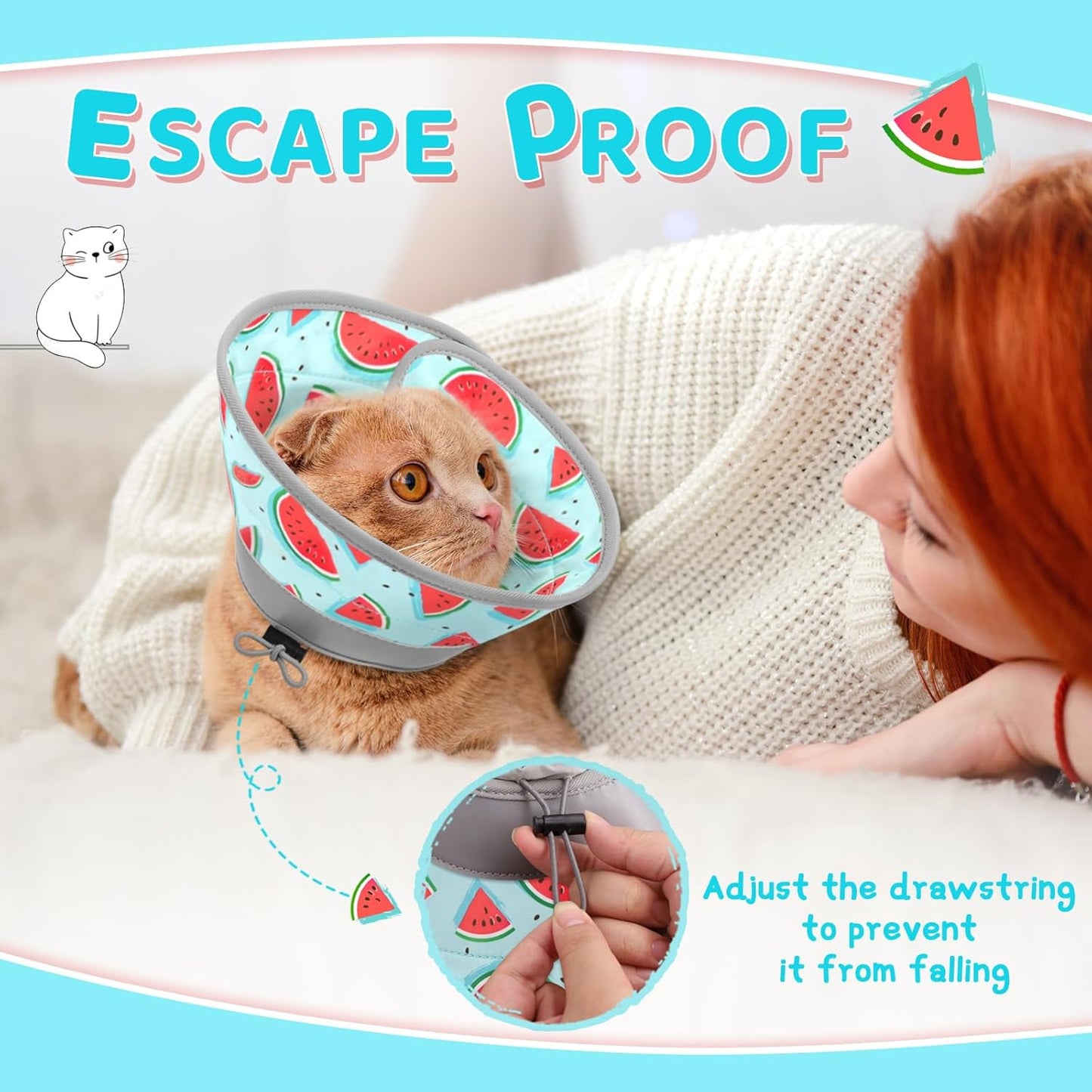 Cat Cone Collar Soft to Stop Licking, Adjustable, Foldable Lightweight Kitten Cones After Surgery Recovery for Cats & Kittens, Cat Cone Alternative (Blue, L)