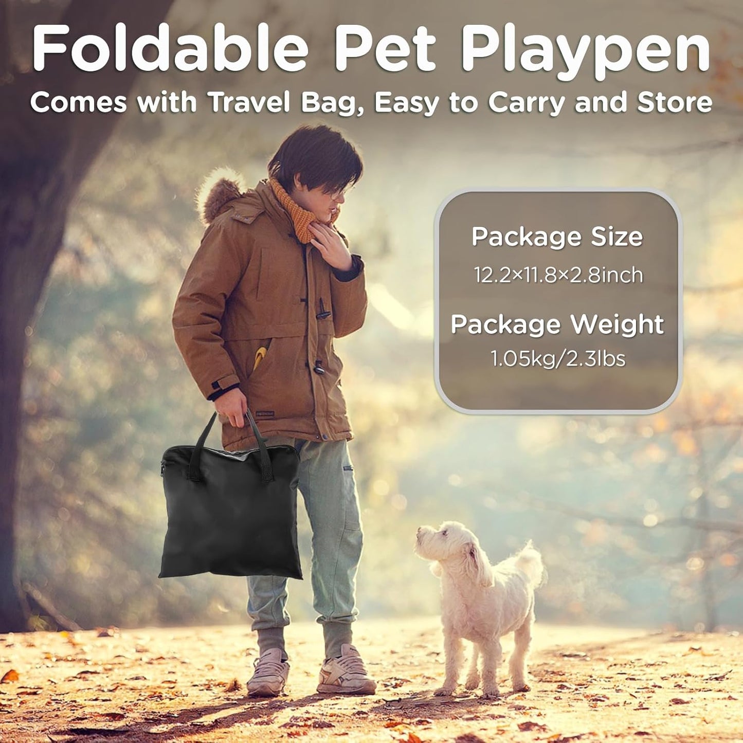 Foldable Pet Kitten Playpen, Upgrade Waterproof Portable Cat Dog Playpen Kennel Tent for Small Dog Cat, Removable Shade Cover, Indoor Outdoor Use for Small Pet, Brown